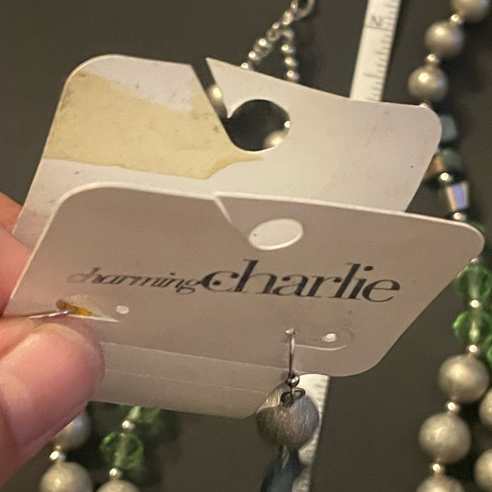 Charming Charlie Silver and Green Necklace Set - Picture 7 of 11